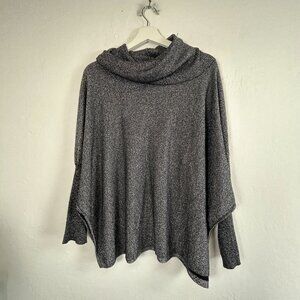 Alfani Womens Metallic Poncho Sweater Sparkly Cowl Neck Oversized Pullover XS